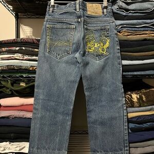 Phat Farm Blue Jeans with Yellow Design